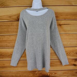 Maurices Sweater Cut-Out Neck Womens Sz 1X Gray‎ Heathered Long Sleeve VERY SOFT